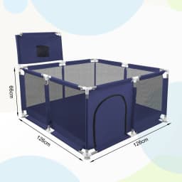 Large Playpen Baby XL 180x120cm, Playpen Baby Children's Playpen With Breathable Net, 50 Play Balls And 4 Pull Rings