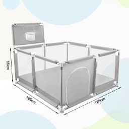 Large Playpen Baby XL 180x120cm, Playpen Baby Children's Playpen With Breathable Net, 50 Play Balls And 4 Pull Rings