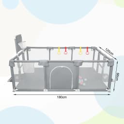 Large Playpen Baby XL 180x120cm, Playpen Baby Children's Playpen With Breathable Net, 50 Play Balls And 4 Pull Rings
