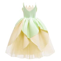 Girls Tiana Costume Green Fairy Tale Princess Dress 2-10 Yrs Kids Luxury Fluffy Gown Children Birthday Party Elegant Tulle Frock