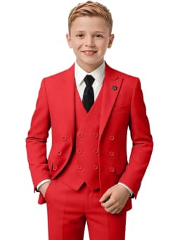 New Hot Sale Boys Slim Fit Tuxedo 3 Pieces Piano Performance Wear Double Breasted Kids Suit Set Banquet Party Outfit Plus Size