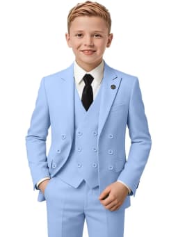 New Hot Sale Boys Slim Fit Tuxedo 3 Pieces Piano Performance Wear Double Breasted Kids Suit Set Banquet Party Outfit Plus Size