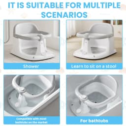 Baby Bath seat for Babies 6 Months & up, Sit Up Bath Seat, Non-Slip Infant Bath Tub Chair with 4 Suction Cups,Great Shower Gifts