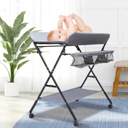 Foldable Diaper Changing Station Height Adjustable Baby Changing Table with Side Storage & Drying Rack for Home, Nursery & Travel