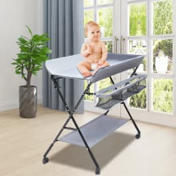 Foldable Diaper Changing Station Height Adjustable Baby Changing Table with Side Storage & Drying Rack for Home, Nursery & Travel