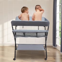 Foldable Diaper Changing Station Height Adjustable Baby Changing Table with Side Storage & Drying Rack for Home, Nursery & Travel