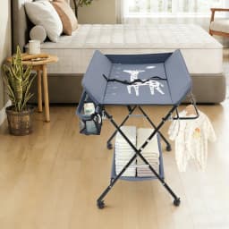 Foldable Diaper Changing Station Height Adjustable Baby Changing Table with Side Storage & Drying Rack for Home, Nursery & Travel