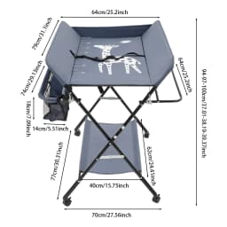 Foldable Diaper Changing Station Height Adjustable Baby Changing Table with Side Storage & Drying Rack for Home, Nursery & Travel