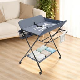 Foldable Diaper Changing Station Height Adjustable Baby Changing Table with Side Storage & Drying Rack for Home, Nursery & Travel