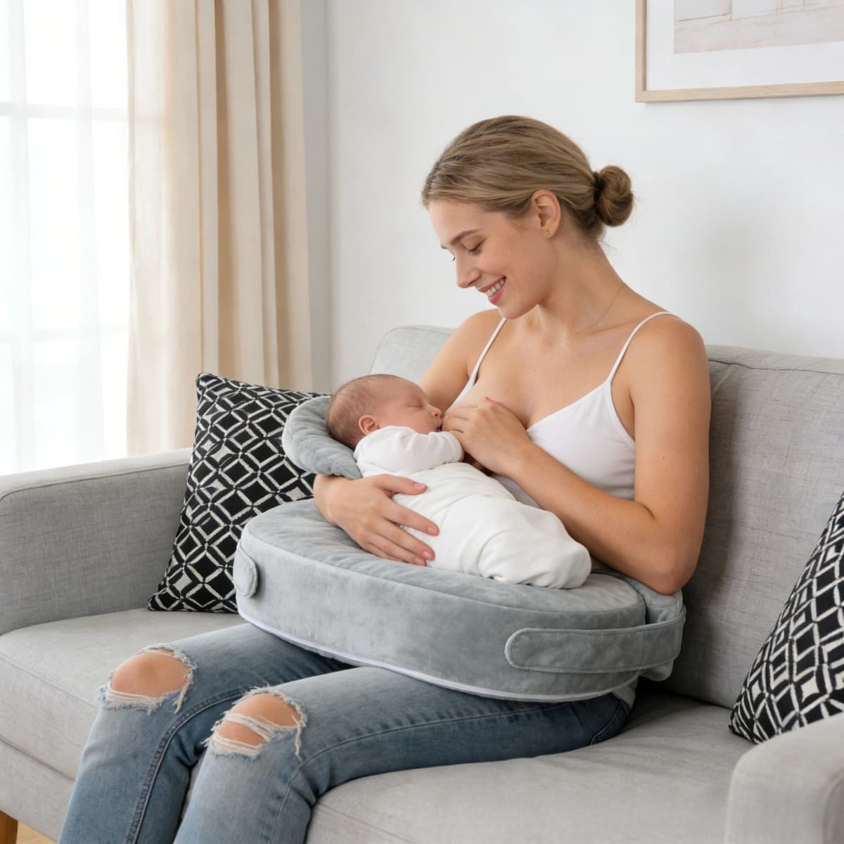 Somenie Multifunctional Waist Support Breastfeeding Pillow, Newborn Postpartum Nursing Cushion Wrap