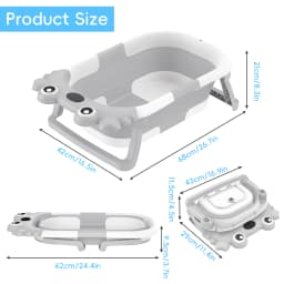 Foldable Baby Bathtub with Temperature Monitor Crab Shape Collapsible Newborn Bath Tub with Floating Cushion for Household Shower Baby Bath Accessories