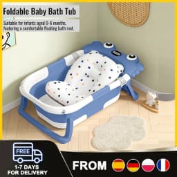 Foldable Baby Bathtub with Temperature Monitor Crab Shape Collapsible Newborn Bath Tub with Floating Cushion for Household Shower Baby Bath Accessories
