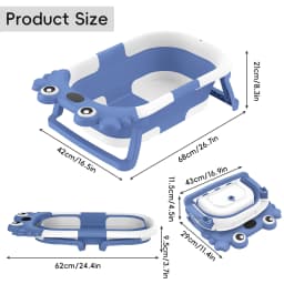 Foldable Baby Bathtub with Temperature Monitor Crab Shape Collapsible Newborn Bath Tub with Floating Cushion for Household Shower Baby Bath Accessories