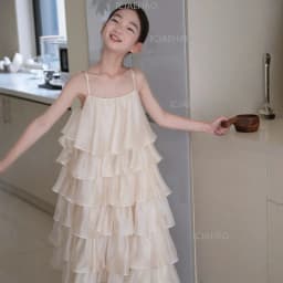 2026 Children Beige New Kids Princess  Simple Sleeveless Display Style Pageant Girls Dress SummerGown Costume Elegant Fashion