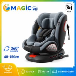 R129 I-Size Child Safety Seat 40-150cm with ISOFIX and 360° Rotation Rearward & Forward Facing Baby Car Seat 5-Point Harness Top Tether Alarm Side Impact Protection 10-Position Headrest 4 Recline Positions