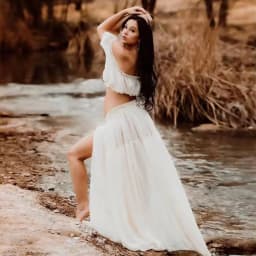Silk Soft Organza Boho Two-Piece Maternity Dress Set Crop Top and Elastic Waist Skirt for Pregnancy Photoshoot YEWEN YW230309