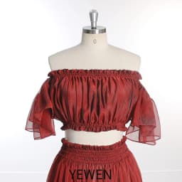 Silk Soft Organza Boho Two-Piece Maternity Dress Set Crop Top and Elastic Waist Skirt for Pregnancy Photoshoot YEWEN YW230309
