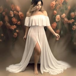Maternity Dress Snow Chiffon Gown One-Shoulder Dress for Photoshoot Elegant Pregnancy Dress for Baby Showers Photography
