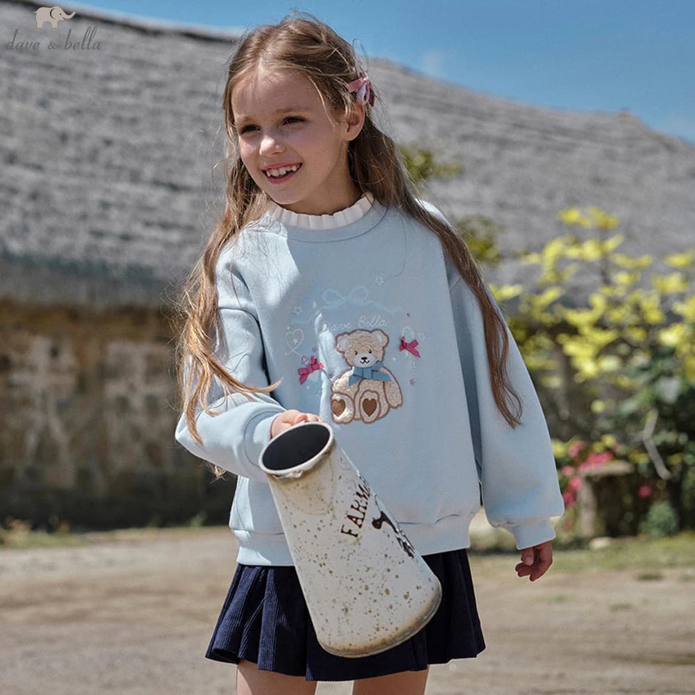 Dave Bella Girls Long Sleeve Pollover Sweatshirt Children Autumn Winter Velvet Thicken T-shirt Coat Kids Clothing DK4253840