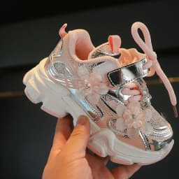 Kids Sneakers Princess Style Children Sports Shoes Non-slip Thick Soft Sole 2025 New Fashion Girls Running Shoes Sweet Elegant