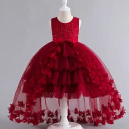 Fashion Solid Color Kids Dresses for Girls Sleeveless Lace Children Girls Ball Gown Summer Girls Party Dresses 3-12 Years