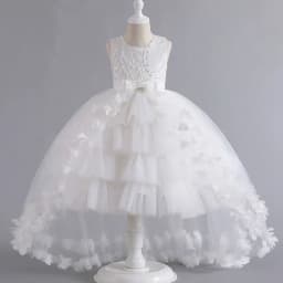 Fashion Solid Color Kids Dresses for Girls Sleeveless Lace Children Girls Ball Gown Summer Girls Party Dresses 3-12 Years