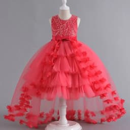Fashion Solid Color Kids Dresses for Girls Sleeveless Lace Children Girls Ball Gown Summer Girls Party Dresses 3-12 Years