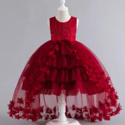 Fashion Solid Color Kids Dresses for Girls Sleeveless Lace Children Girls Ball Gown Summer Girls Party Dresses 3-12 Years