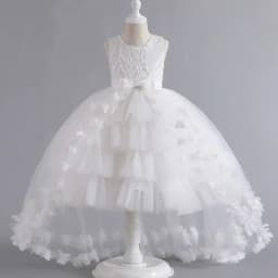 Fashion Solid Color Kids Dresses for Girls Sleeveless Lace Children Girls Ball Gown Summer Girls Party Dresses 3-12 Years
