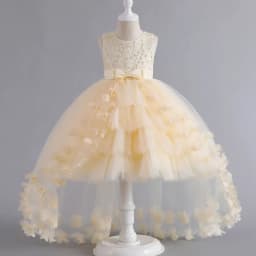 Fashion Solid Color Kids Dresses for Girls Sleeveless Lace Children Girls Ball Gown Summer Girls Party Dresses 3-12 Years