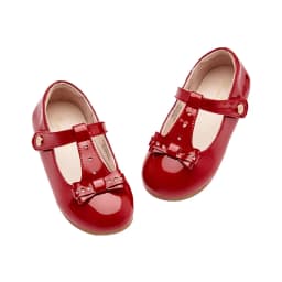 Dave Bella Wine Red Leather Shoes for Kids Girls Non-slip Casual Leather Shoes for Baby Elegant Party Princess Shoes DB3241626