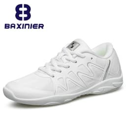BAXINIER Girls White Cheerleading Shoes Lightweight Youth Cheer Competition Sneakers Kids Breathable Training Dance Tennis Shoes