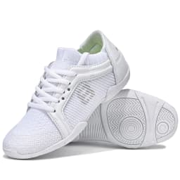 BAXINIER Girls White Cheerleading Shoes Lightweight Youth Cheer Competition Sneakers Kids Breathable Training Dance Tennis Shoes