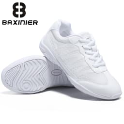 BAXINIER Girls White Cheer Trainers Lightweight Breathable Dance Tennis Youth Competition Sneakers for School Team Sports