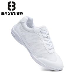 BAXINIER Girls White Cheer Trainers Lightweight Breathable Dance Tennis Youth Competition Sneakers for School Team Sports
