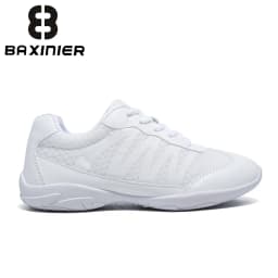 BAXINIER Girls White Cheer Trainers Lightweight Breathable Dance Tennis Youth Competition Sneakers for School Team Sports