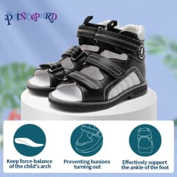 Orthopedic Sandal for Boys Kids High-Top Ankle Brace Support,Splicing Buckle Strap Summer Children Shoes with Corrective Insole