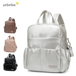 Soboba New Mommy Diaper Bag for Newborn Large Capacity Waterproof Solid Diaper Backpack for Quick Out Going with 2 Straps