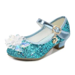 Girls Princess Leather Shoes Crystal Kids Sequins High Heel Shoes Fashion Chic Rhinestone Children's Glitter Dance Dress Shoes