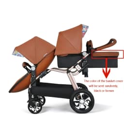 2025 New Twin baby strollers,Eggshel Double baby strollers,Luxury leather baby carriage,portable Folding Double Newborn Pram