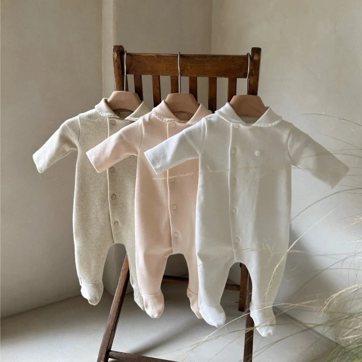 2026 Spring New Baby Long Sleeve Lapel Romper Cotton Infant Boy Girl Solid Casual Jumpsuit Newborn Toddler Clothes 0-24M