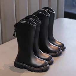 2024 Autumn Winter New Children High Boots for Girls Fashion Korean Style Anti-slippery Keep Warm Versatile Chic Leather Shoes