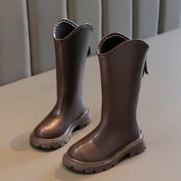 2024 Autumn Winter New Children High Boots for Girls Fashion Korean Style Anti-slippery Keep Warm Versatile Chic Leather Shoes