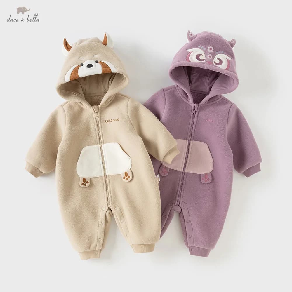 Dave Bella Baby Jumpsuit Newborn Creeper Winter Boys Girls Baby Fashion Casual Cartoon Cute Romper Outdoor Warm DB4236421-B