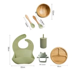 7pcs Silicone Baby Feeding Set Baby Feeding Supplies Kids Bamboo Dinnerware With Cup Children's Dishes Bowl Stuff Tableware Gift