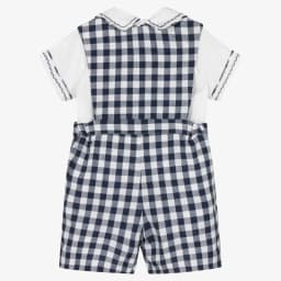 Plaid Baby Boys Outfit Short Sleeves Bodysuit Suspender Toddler Anniversary Costume Spring Summer Suit