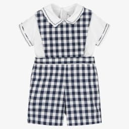 Plaid Baby Boys Outfit Short Sleeves Bodysuit Suspender Toddler Anniversary Costume Spring Summer Suit