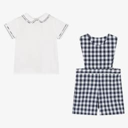 Plaid Baby Boys Outfit Short Sleeves Bodysuit Suspender Toddler Anniversary Costume Spring Summer Suit