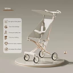 High Landscape Stroller Light Travel Trolley Light and Foldable Portable Travel Baby Stroller Four Wheel Trolley Cart