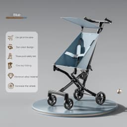 High Landscape Stroller Light Travel Trolley Light and Foldable Portable Travel Baby Stroller Four Wheel Trolley Cart